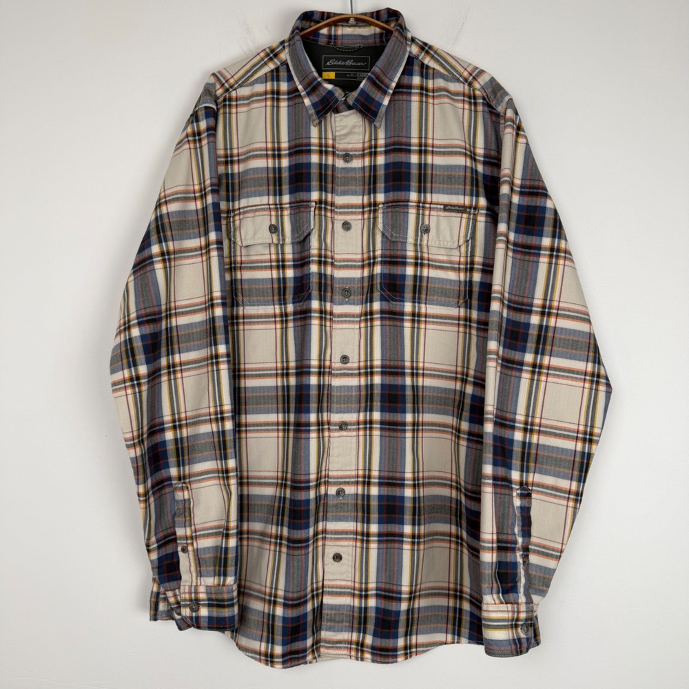 Eddie Bauer Mens TL‎ Classic Fit Plaid Herringbone Button Down Shirt 11024049